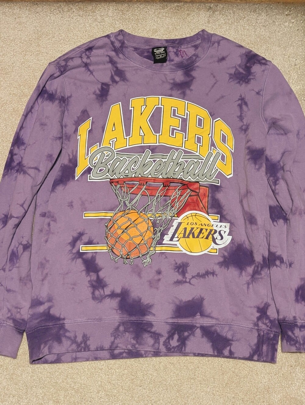 Ultra Game NBA Los Angeles Lakers Sweatshirt Tie Dye Purple Size M Mens